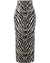 KHAITE - Loxley Zebra-Print Calf Hair Midi Skirt - Lyst
