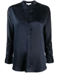 Vince - Open Neck Long-Sleeved Loose Fit Blouse - Lyst