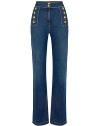 Elisabetta Franchi - Palazzo Buttons Jeans - Lyst