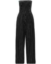 Alex Perry - Crystal-Embellished Strapless Velvet Jumpsuit - Lyst