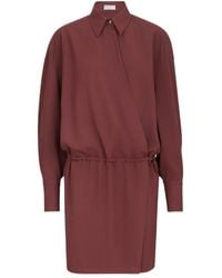 Brunello Cucinelli - Virgin-Wool Fluid Twill Shirt Dress With Monili - Lyst