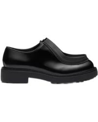 Prada - Opaque Brushed Leather Lace-Up Shoes - Lyst