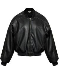 MM6 by Maison Margiela - Faux Leather Jacket With Rib-Knit Trim - Lyst