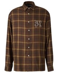 Palm Angels - Logo Embroidered Checked Long-Sleeved Shirt - Lyst