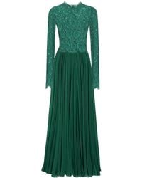 Dolce & Gabbana - Dolce & Gabbana Long Chiffon And Lace Dress - Lyst