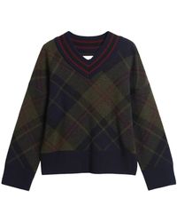 Barbour - V-Neck Striped Knit Sweater - Lyst
