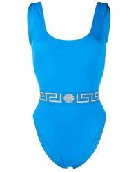 Versace - Greca-Waistband Sleeveless Swimsuit - Lyst