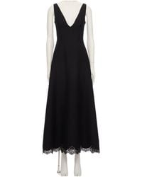 Valentino - Lace-Trim V-Neck Dress - Lyst