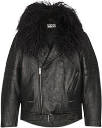 Saint Laurent - Long-Sleeved Leather Jacket - Lyst