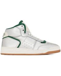 Saint Laurent - Sl/80 Metallic Effect Mid-Top Sneakers - Lyst