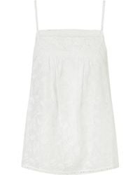 Eres - Embroidered Lace-Trimmed Cotton-Blend Voile Top - Lyst