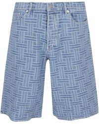 KENZO - Logo Patch Weave Denim Shorts - Lyst