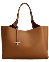 Tod's - T Timeless Logo Plaque Medium Tote Bag - Lyst