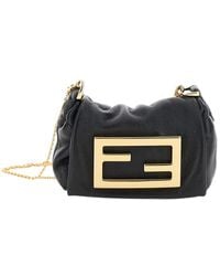 Fendi - 'Mamma Baguette' Mini Bag With Metallic Ff On The Front In - Lyst