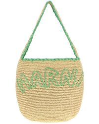 Marni - Large Logo-Embroidered Raffia Tote Bag - Lyst