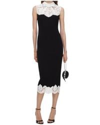 Self-Portrait - Contrast Lace Bodice Midi Dress - Lyst
