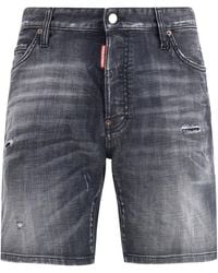 DSquared² - Logo Patch Distressed Denim Shorts - Lyst