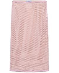 Prada - Logo Plaque Midi Skirt - Lyst