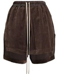 Rick Owens - Elastic Waist Velvet Shorts - Lyst