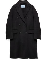 Prada - Double-Breasted Double Cashwool Coat - Lyst