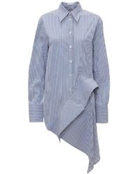 JW Anderson - Jw Anderson Striped Long-Sleeved Asymmetric Draped Shirt - Lyst