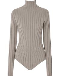 Alaïa - High-Neck Knitted Bodysuit - Lyst