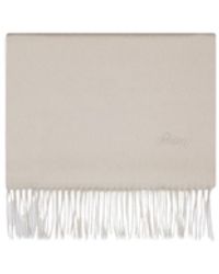 Brioni - Logo-Embroidered Fringe Scarf - Lyst