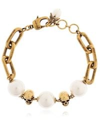 McQueen - Skull Embellished Chained Bracelet - Lyst