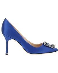 Manolo Blahnik - Hangisi Embellished Satin Pumps - Lyst