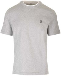 Brunello Cucinelli - Logo Embroidered Layered T-Shirt - Lyst