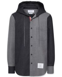 Thom Browne - Rwb-Striped Drawstring Hooded Shirt - Lyst