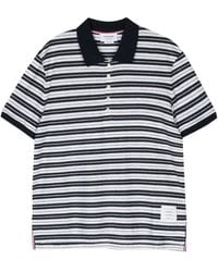 Thom Browne - Striped Short-Sleeved Polo Shirt - Lyst
