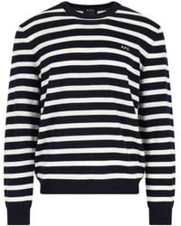 A.P.C. - Striped Knitted Jumper - Lyst
