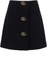 Gucci - Double G Button Crêpe Skirt - Lyst