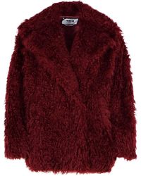 MSGM - Burgundy Acrylic Blend Coat - Lyst