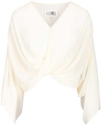 MM6 by Maison Margiela - Draped Long Sleeved Top - Lyst
