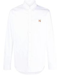 Maison Kitsuné - Maison Kitsuné Fox Head-Patch Long-Sleeved Shirt - Lyst