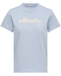 Moncler - Logo Embroidery Cotton T-Shirt - Lyst