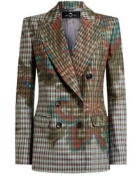 Etro - Double-Breasted Wool-Blend Gingham Jacket - Lyst