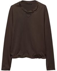 Prada - Triangle-Patch Long-Sleeved T-Shirt - Lyst