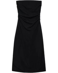 Anine Bing - Tyla Strapless Gathered Midi Dress - Lyst