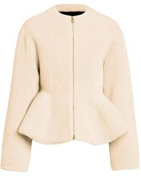 Alaïa - Shearling Peplum Jacket - Lyst