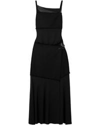 Proenza Schouler - Dani Paneled Faux Leather-Trimmed Chiffon And Frayed Jersey Maxi Wrap Dress - Lyst