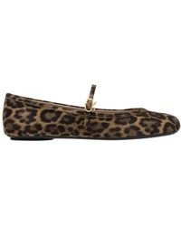 Gianvito Rossi - Carla Leopard-Pattern Buckle-Strap Ballerina Shoes - Lyst