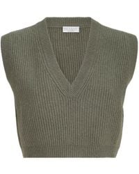 Brunello Cucinelli - Cashmere Rib-Knit Sweater Vest - Lyst
