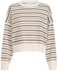 Brunello Cucinelli - Wool-Cashmere-Silk Stripe Sweater - Lyst