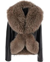 Blancha - Fur Trim Leather Jacket - Lyst