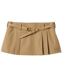 Miu Miu - Pleated Poplin Miniskirt - Lyst