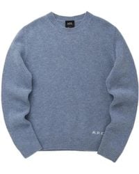 A.P.C. - Logo Crew Neck Knitted Sweater - Lyst