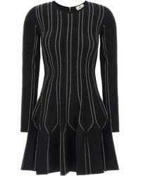 Elisabetta Franchi - Contrast Stitch Knitted Dress - Lyst